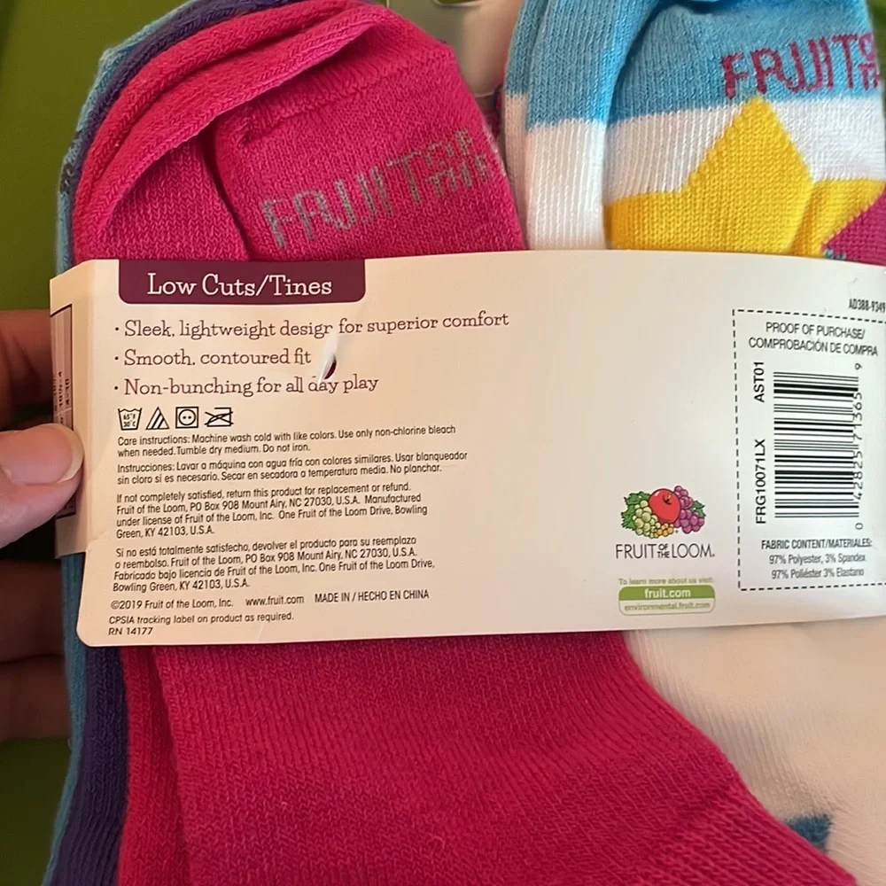 Fruit of the‎ loom girls low cut socks white and some with stars